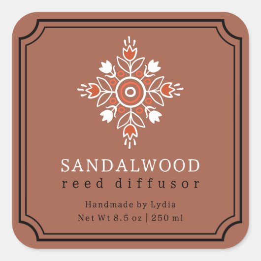 Aangepast Boho Sandelhout Reeds Diffuser Etiket (Voorkant)
