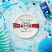 Aangepast Bord met rood lint, oneindig, 7-inch pap (Feest)