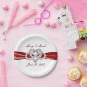 Aangepast Bord met rood lint, oneindig, 7-inch pap (Feest)