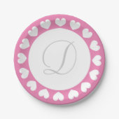 Aangepast bord monogram roze harten papier (Voorkant)