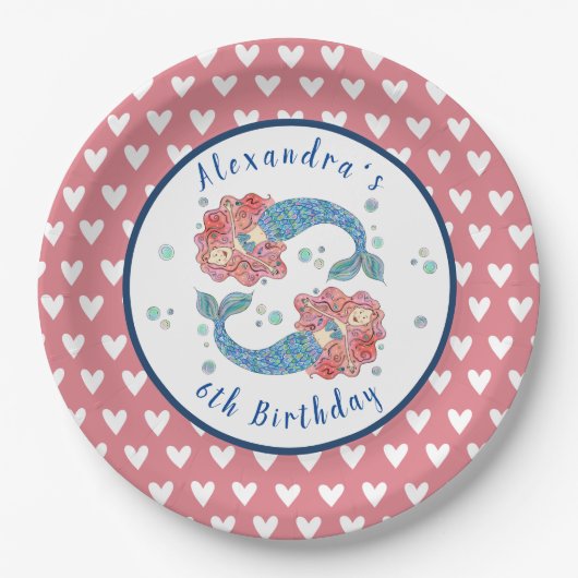 Aangepast Bord voor Mermaid Birthday-papier (Voorkant)