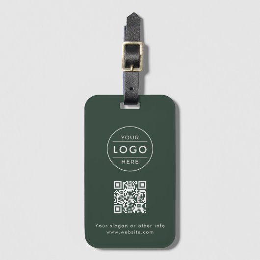 Aangepast bosgroen logo QR-crème Bagagelabel (Voorkant (verticaal))