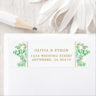 Aangepast botanisch gouden groen retouradres etiket