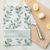 Aangepast botanisch groen bladpatroon theedoek (Quarter Fold)