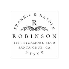 Aangepast botanisch monogram | Bruiloft retouradre Rubberstempel