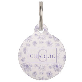 Aangepast botanisch monogram | Gepersonaliseerde h Huisdierpenning