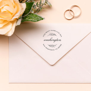 Aangepast botanische ronde familienaam retouradres rubberstempel