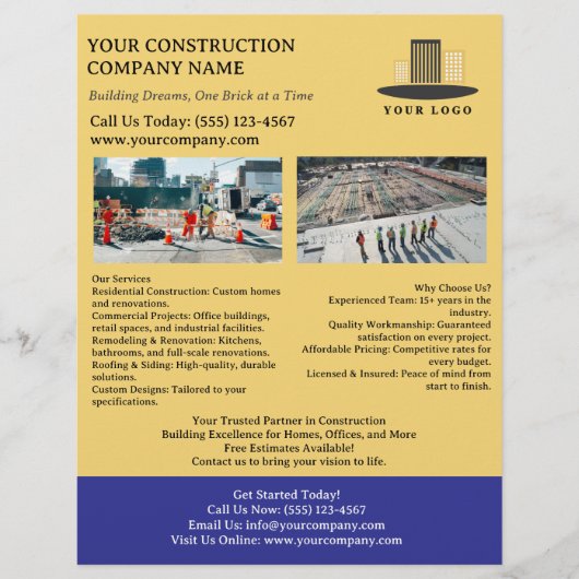 Aangepast bouwbedrijf flyer (Voorkant)