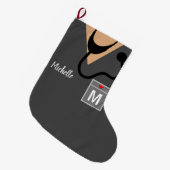 Aangepast bovenste monogram urse scrub grote kerstsok (Voorkant (Hangend))