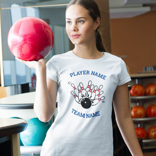 Aangepast bowlingteamlogo met spelers- en teamnaam t-shirt