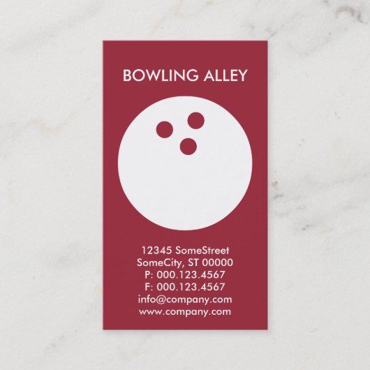 aangepast bowlingterrein visitekaartje (Voorkant)