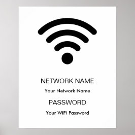 Aangepast Branded Wifi Netwerk en Wachtwoord Wit Poster