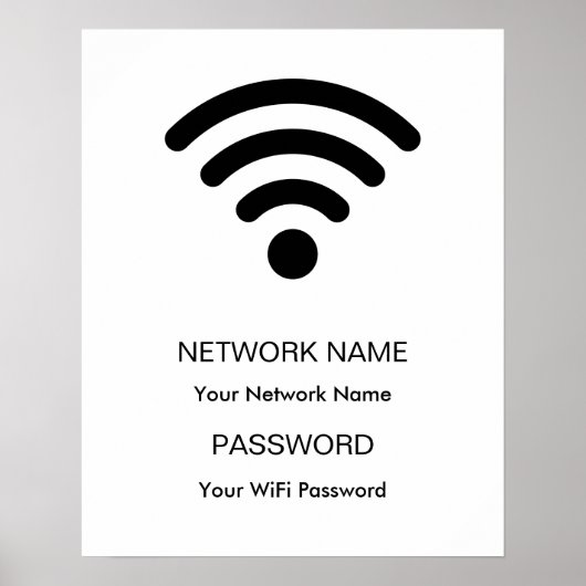 Aangepast Branded Wifi Netwerk en Wachtwoord Wit Poster (Voorkant)