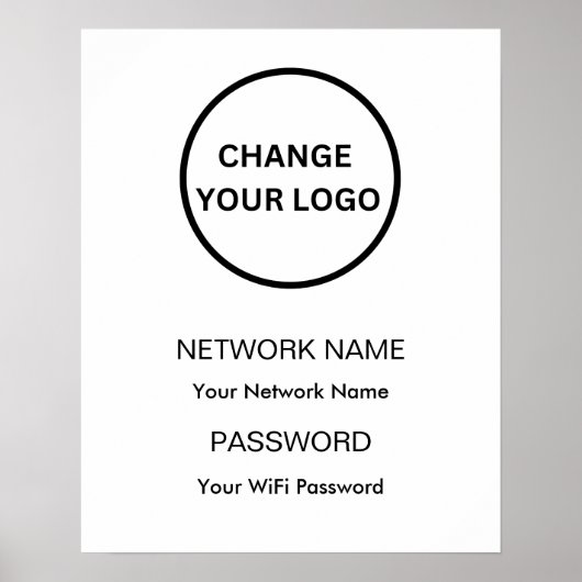 Aangepast Branded Wifi Netwerk en Wachtwoord Wit Poster (Voorkant)