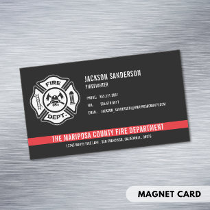 Aangepast brandweerkorps logo met dunne rode lijn magnetisch visitekaartje
