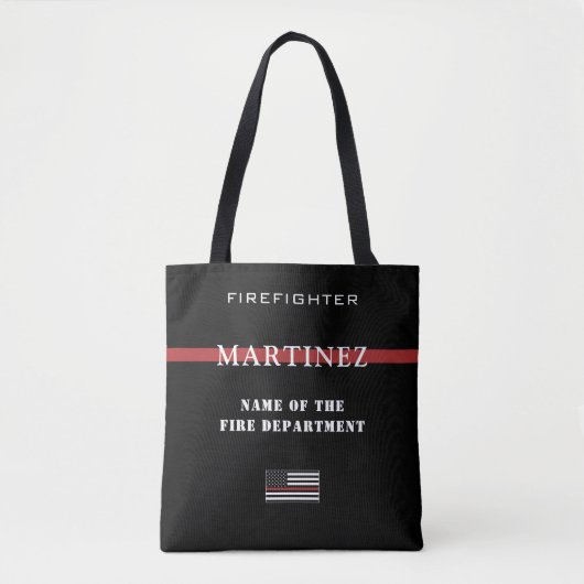 Aangepast brandweerman Thin Red Line brandweer Tote Bag (Voorkant)