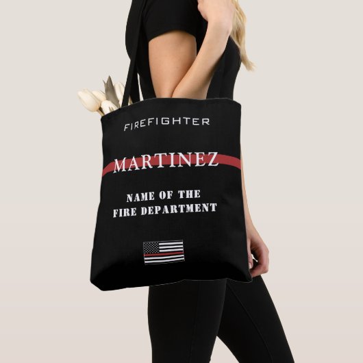 Aangepast brandweerman Thin Red Line brandweer Tote Bag (Dichtbij)