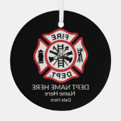 Aangepast brandweerwapen Maltese kruis Glas Ornament (Achterkant)