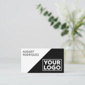 Aangepast brede QR-code zwart wit geometrisch Visitekaartje (Staand voorkant)