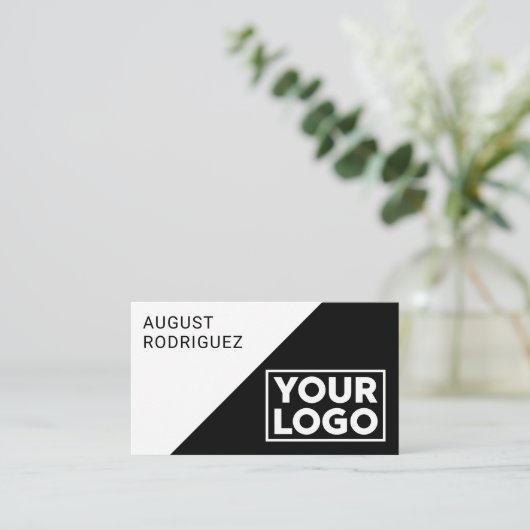 Aangepast brede QR-code zwart wit geometrisch Visitekaartje (Staand voorkant)