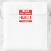 Aangepast breekbaar handvat met waarschuwing vierkante sticker (Tas)