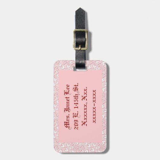 Aangepast brideBagagelabel met hart Bagagelabel (Voorkant verticaal)