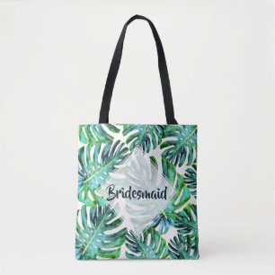 Aangepast bridesmaïde Tropische lefgroen Tote Bag