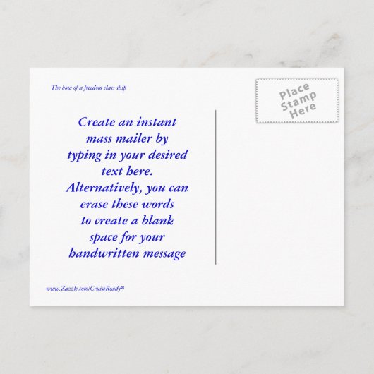 Aangepast Briefkaart cruiseschip (Achterkant)