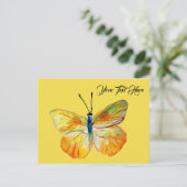 Aangepast Briefkaart, gele vlinder Waterverf kunst Briefkaart (Staand voorkant)