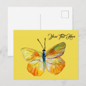 Aangepast Briefkaart, gele vlinder Waterverf kunst Briefkaart (Voorkant / Achterkant)