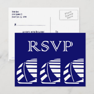 Aangepast Briefkaart RSVP Blue White-zeilboten