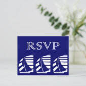 Aangepast Briefkaart RSVP Blue White-zeilboten (Staand voorkant)