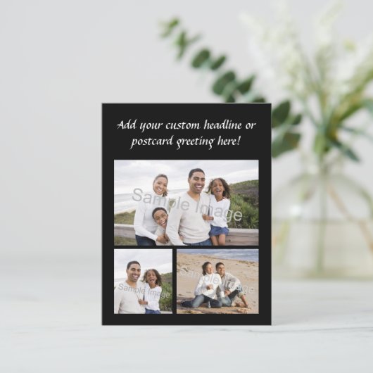 Aangepast Briefkaart voor 3-fotocollage (Staand voorkant)