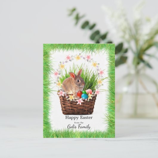 Aangepast Briefkaart voor feestdag bij paaspakkett (Staand voorkant)