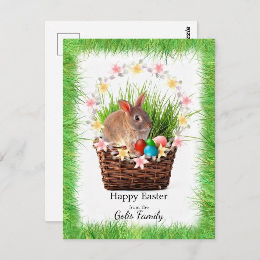 Aangepast Briefkaart voor feestdag bij paaspakkett (Voorkant / Achterkant)