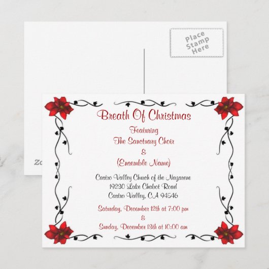 Aangepast Briefkaart voor kerstevenementen (Voorkant / Achterkant)