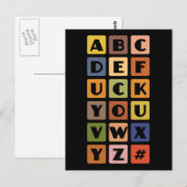 Aangepast briefkaart voor Naughty Alphabets (Voorkant / Achterkant)