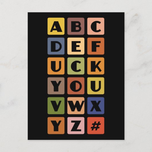 Aangepast briefkaart voor Naughty Alphabets (Voorkant)