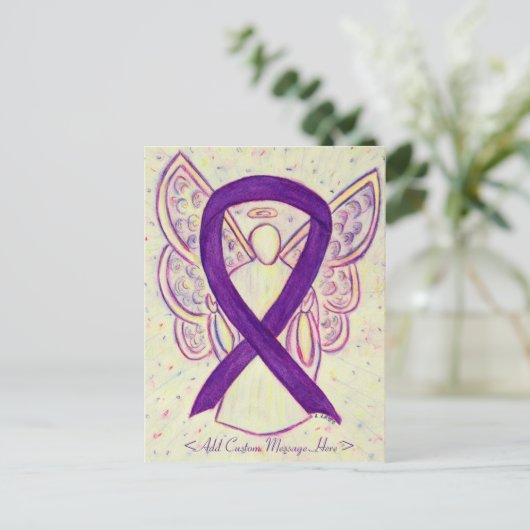 Aangepast Briefkaart voor Paarse bewustwording Rib (Staand voorkant)
