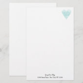 Aangepast briefpapier met turquoise hart icoon (Voorkant / Achterkant)
