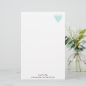 Aangepast briefpapier met turquoise hart icoon (Staand voorkant)