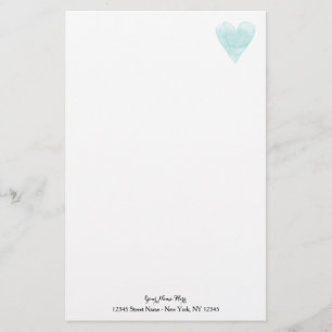 Aangepast briefpapier met turquoise hartpictogram