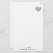 Aangepast briefpapier met zilveren glitter hart (Voorkant / Achterkant)