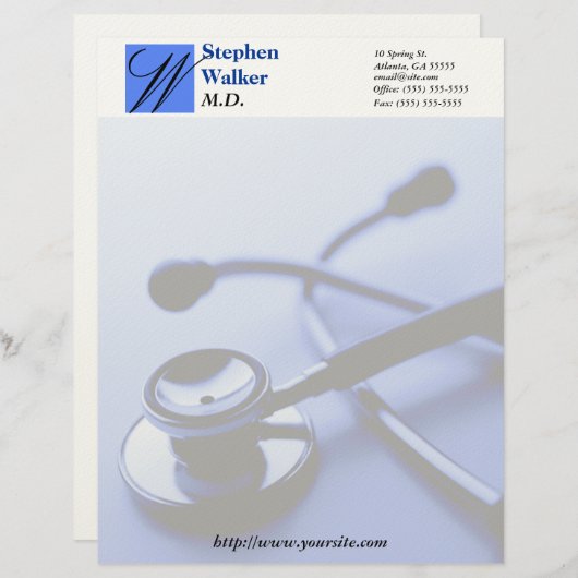 Aangepast Briefpapier voor medische arts Briefhoofd Sjabloon (Voorkant / Achterkant)