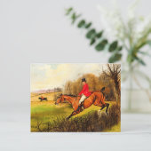 Aangepast Brits land Fox Hunt Scene Horseman Briefkaart (Staand voorkant)