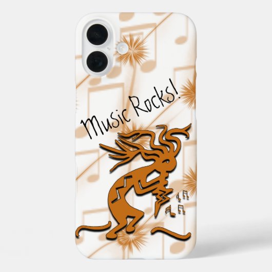 Aangepast Bronze Kokopelli met muzieknotitiewerk Case-Mate iPhone Case (Achterkant)
