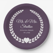 Aangepast bruid en bruidegom pasgetrouwd stel papieren bordje (Voorkant)