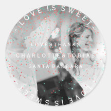 Aangepast bruiloft Bedankt Blauwgroen Roze foto Fa