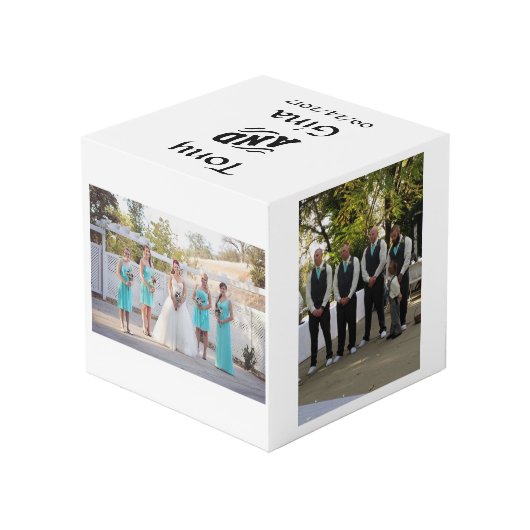 Aangepast bruiloft fotoblok kubus (Achter hoekig)