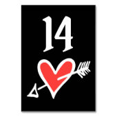 Aangepast bruiloft-liefdeshart zwart en rood tabel kaart (Voorkant)